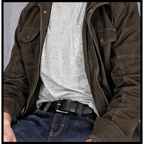 Timberland Genuine Leather Casual Belt Matte Black Square Silver Metal Buckle 36 - Picture 11 of 11